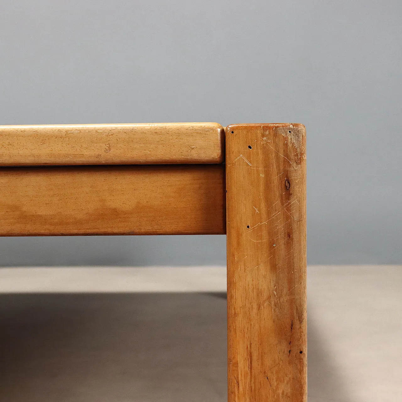 Beech wood center table and plywood top, 20h century 7