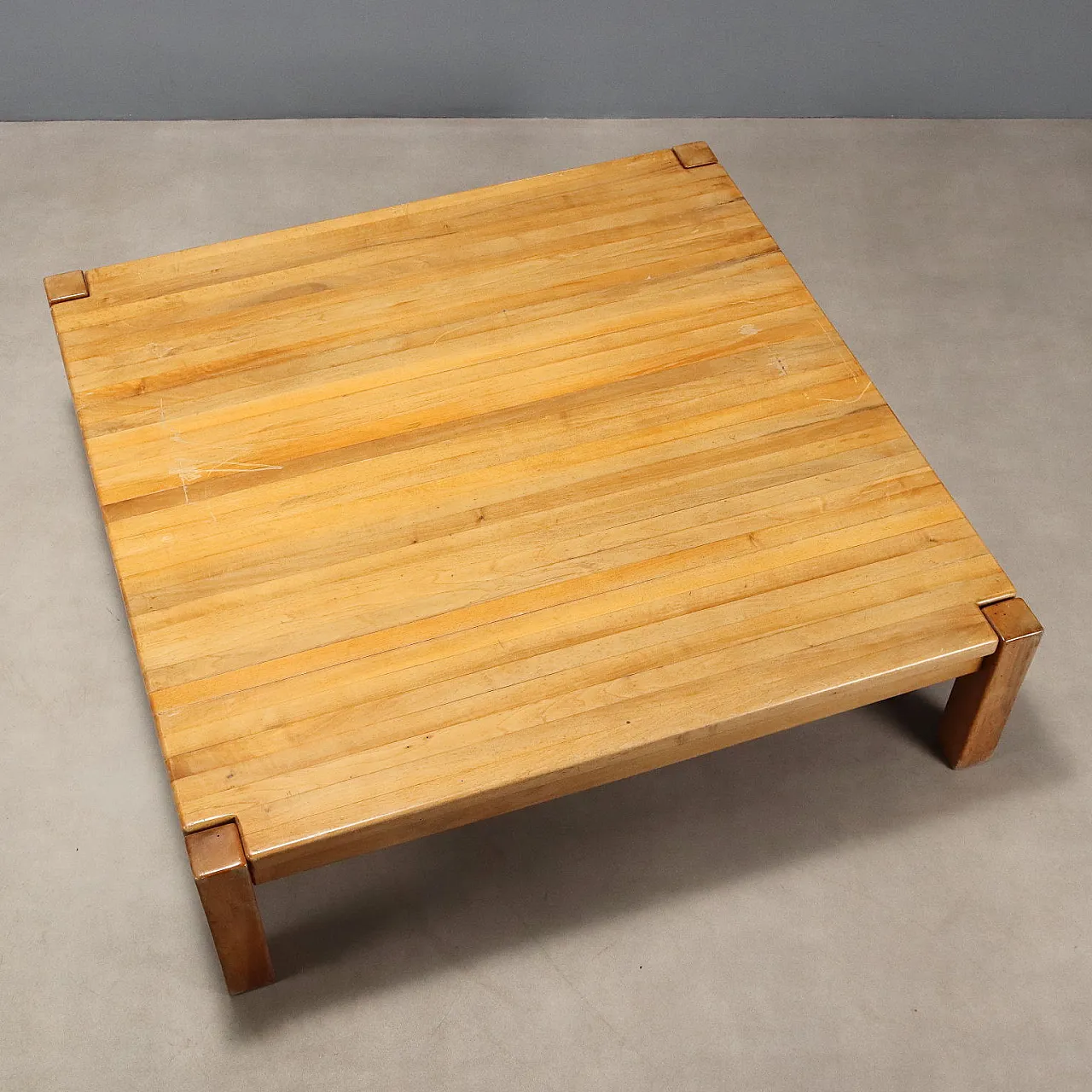 Beech wood center table and plywood top, 20h century 8