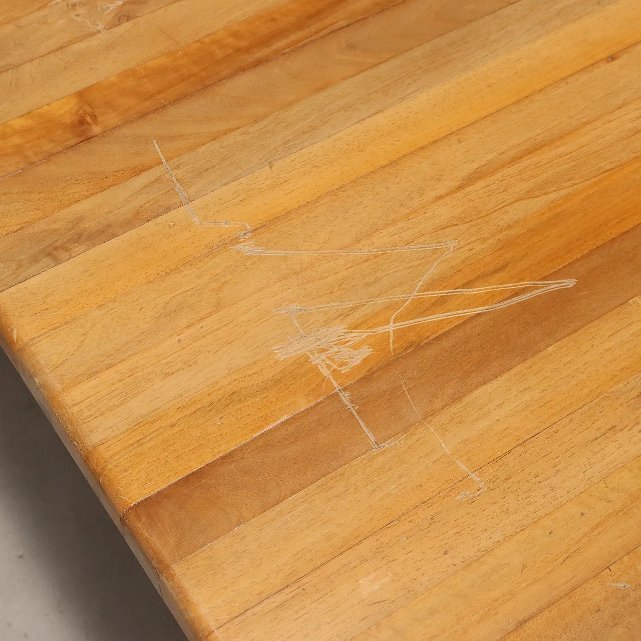 Beech wood center table and plywood top, 20h century 9