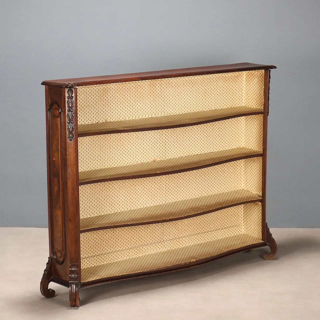 Libreria in stile barocco in noce e radica di noce, primo '900 1