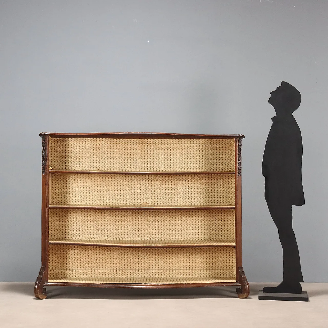 Libreria in stile barocco in noce e radica di noce, primo '900 3