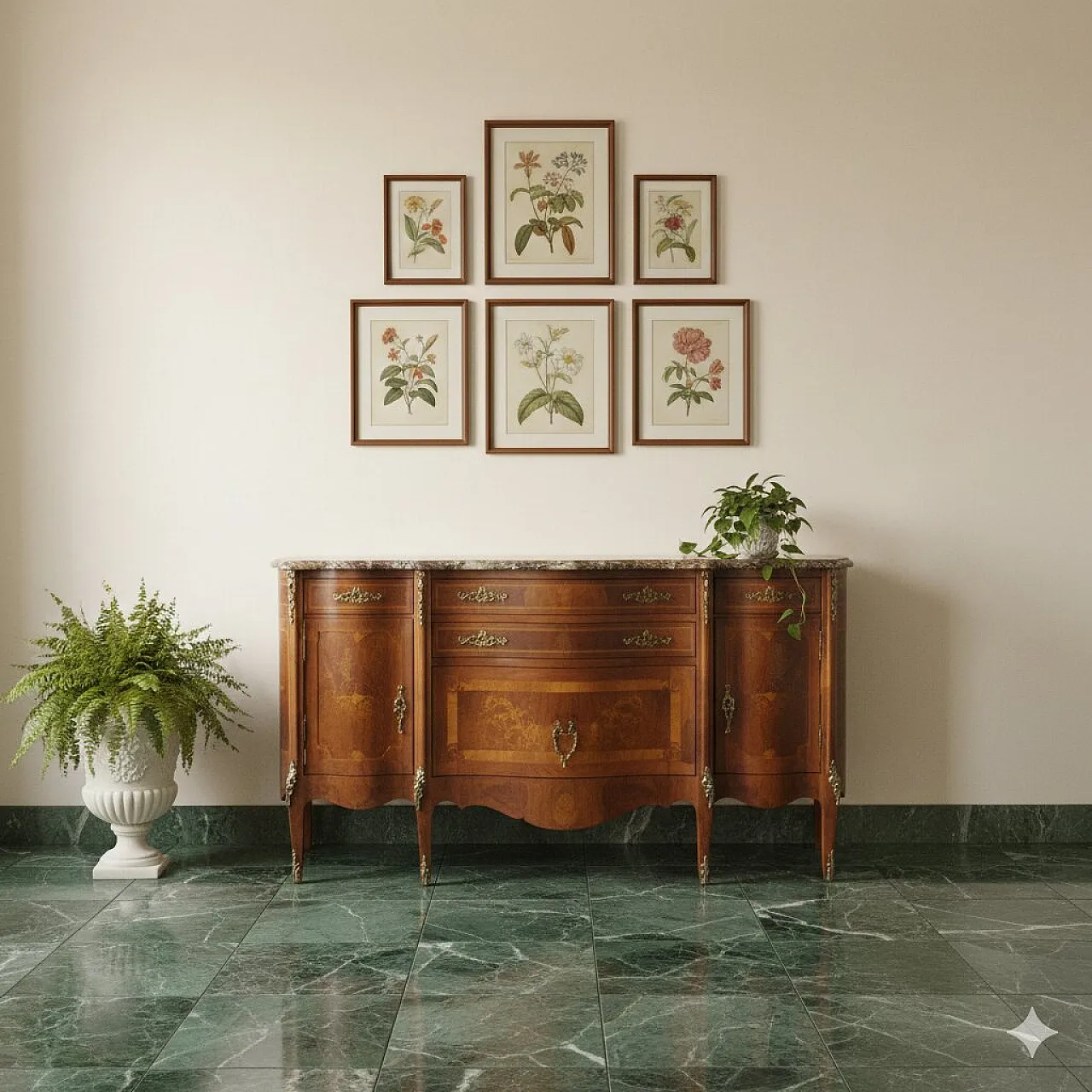 Credenza in noce acero, ebano e bois de rose, primo '900 2