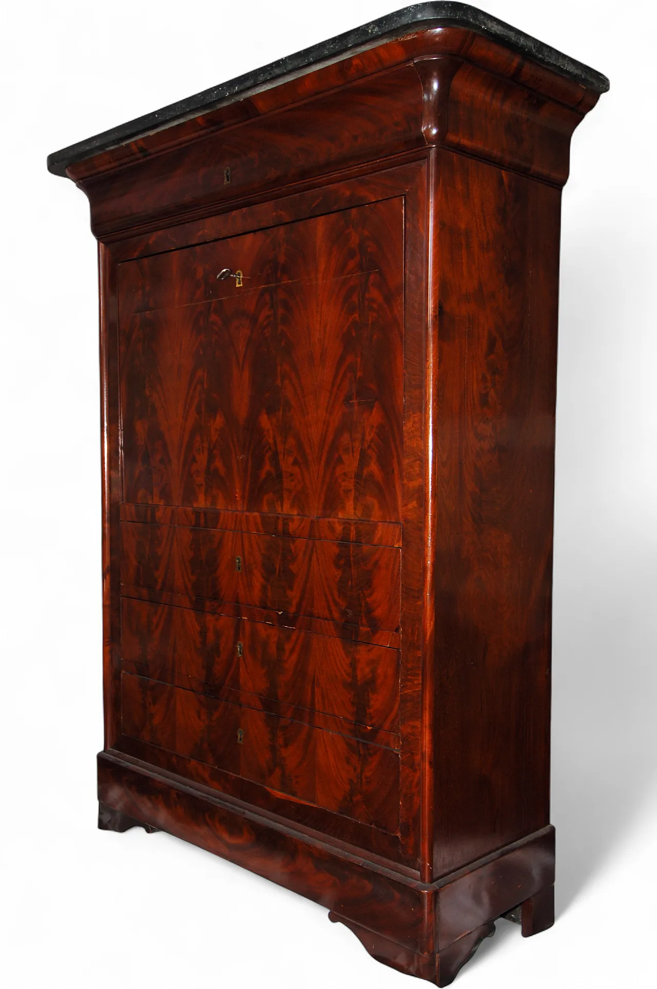 French mahogany feather secretaire, Mid 19th century 8