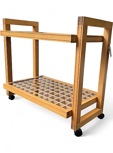 Carrello in legno di faggio, anni '60