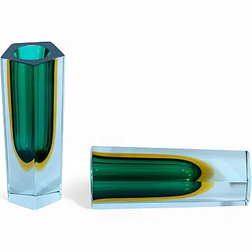 Pair of Murano glass vases Sommerso, Flavio Poli, Italy