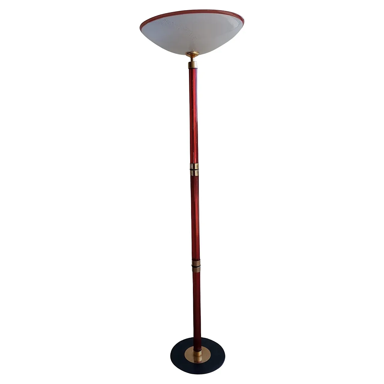 Floor lamp in grooved Murano glass and brass, Italy, 1970s 1