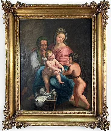 Holy Family with the Infant Saint John, oil on canvas, 18th century