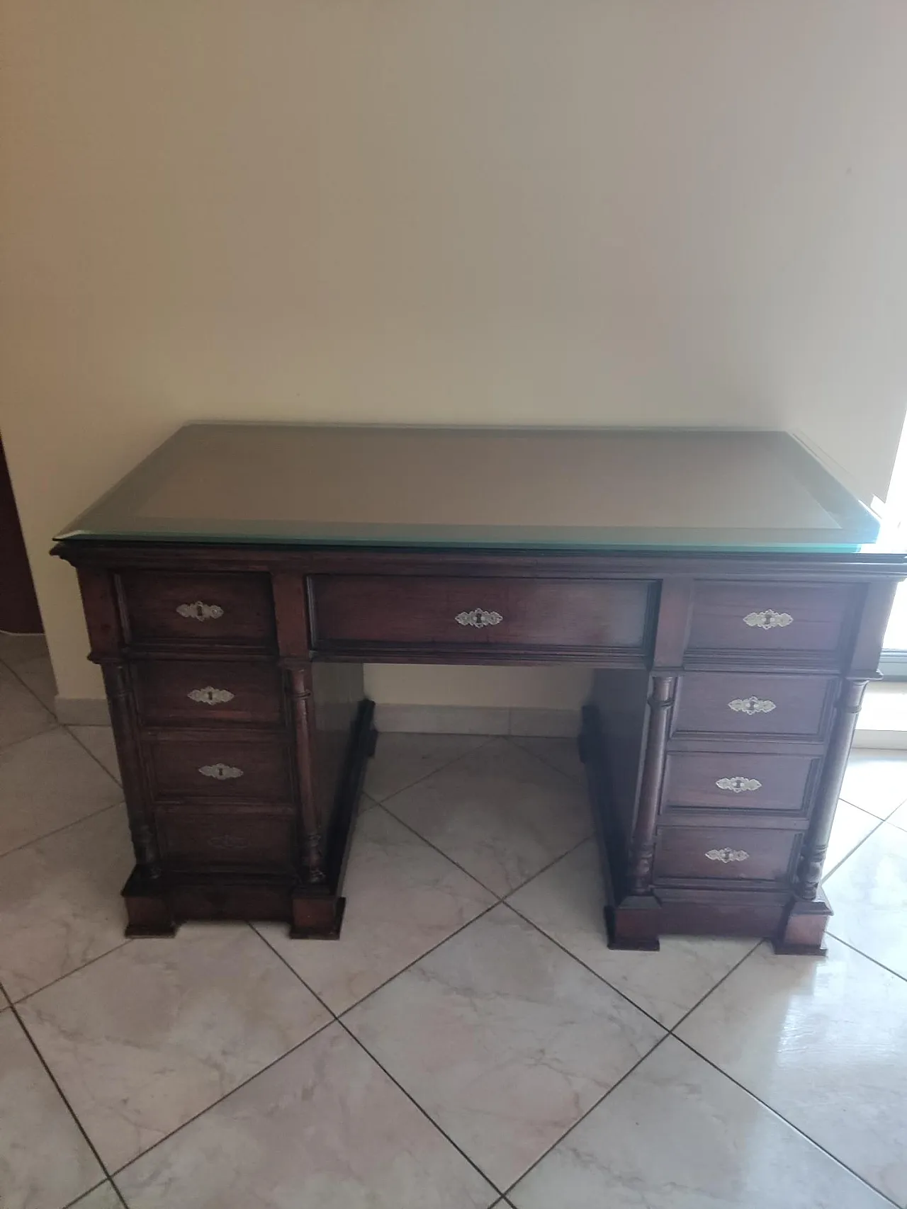 Ministerial style solid wood desk, 20th century 2