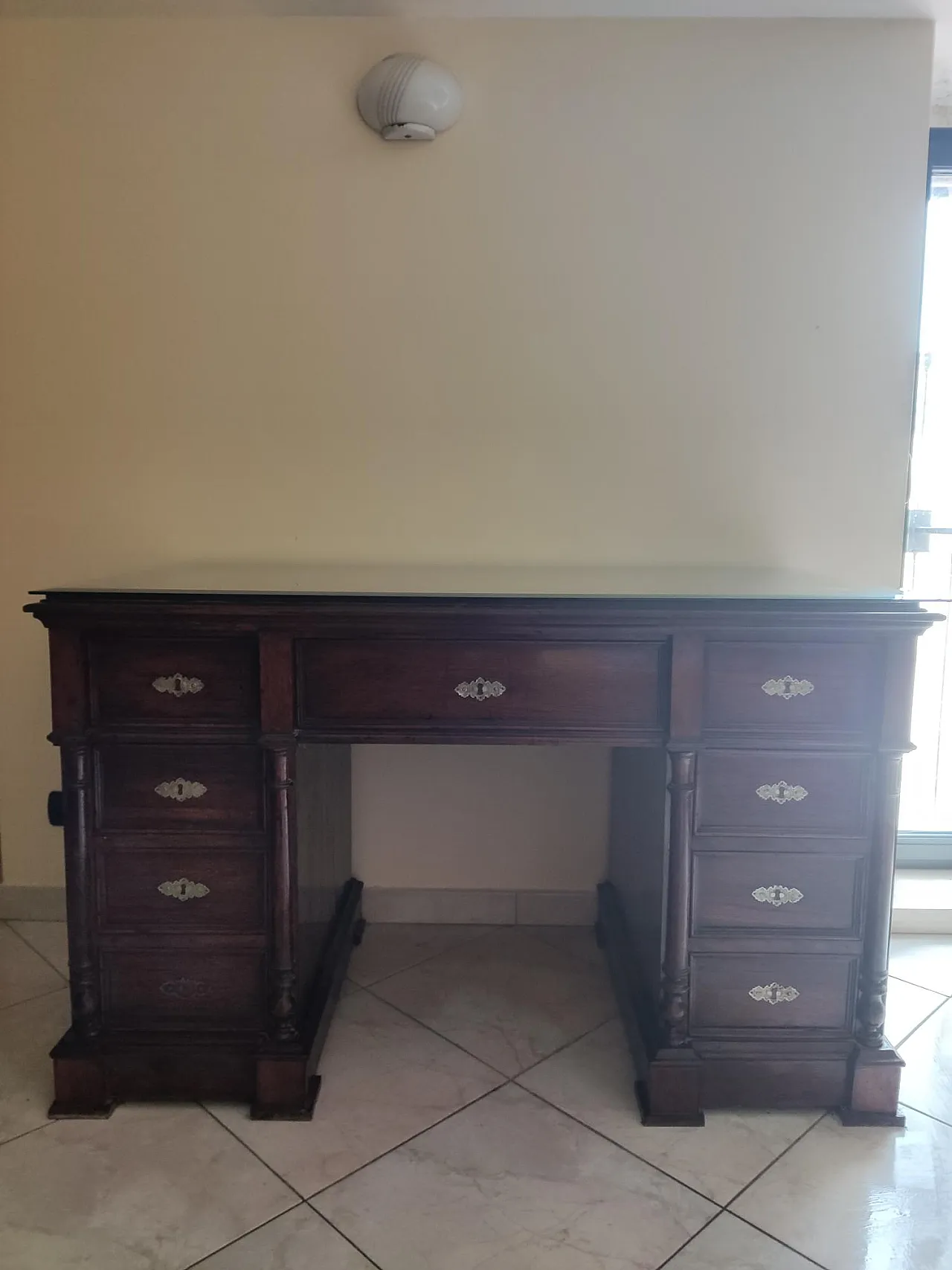 Ministerial style solid wood desk, 20th century 5