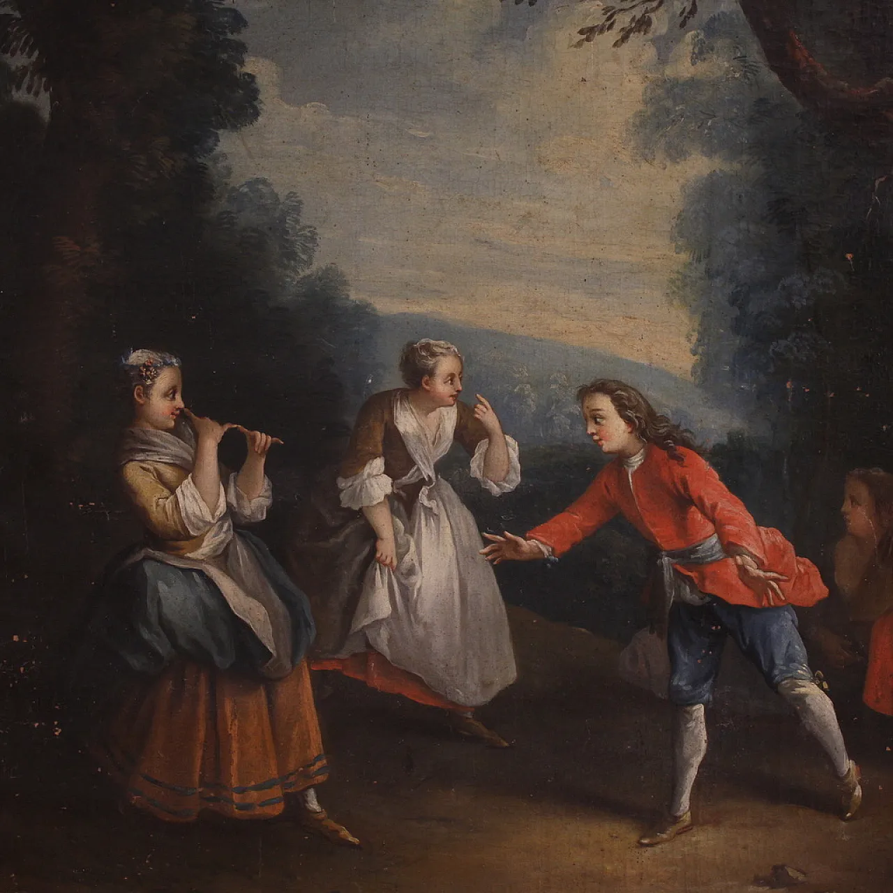 French painting of a children's game, 18th century 1