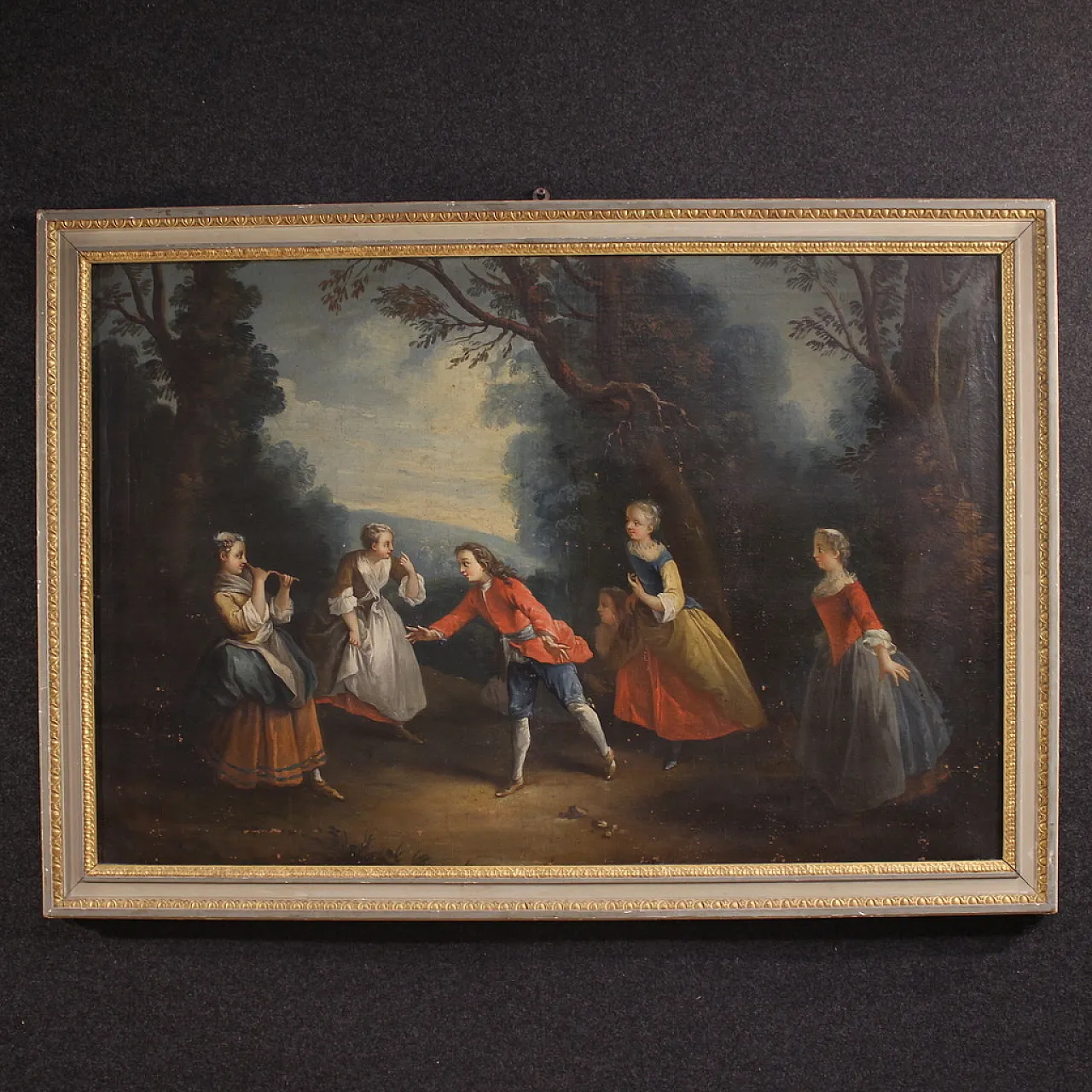 French painting of a children's game, 18th century 2