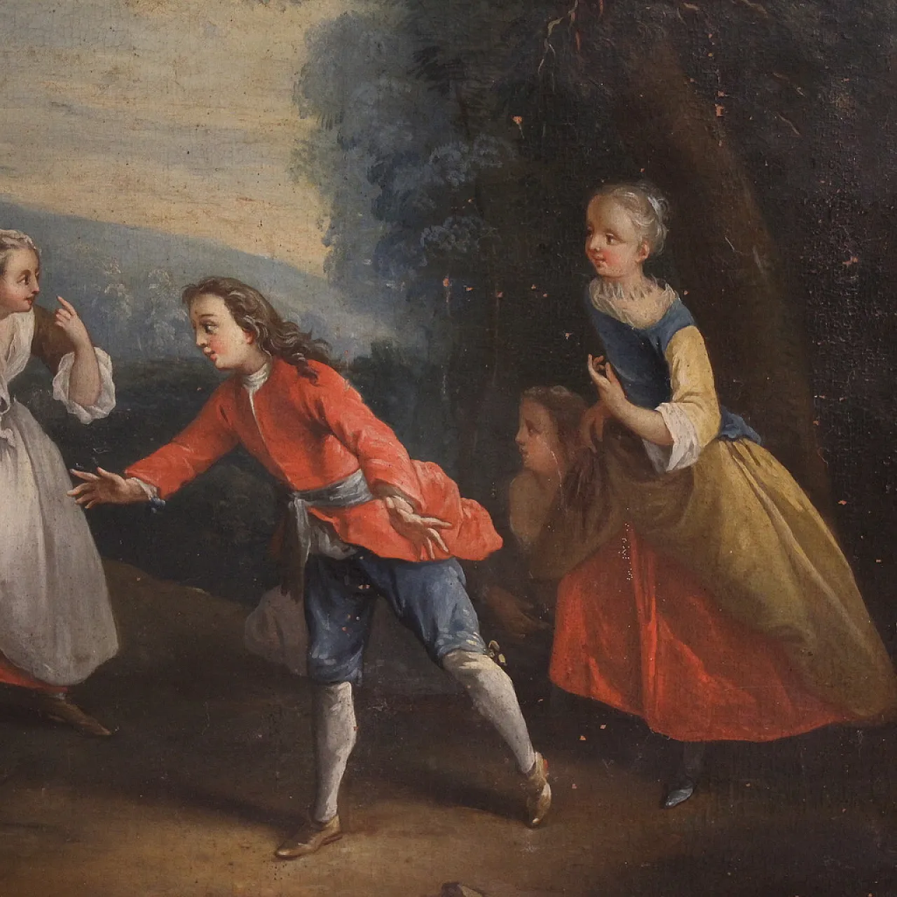 French painting of a children's game, 18th century 3