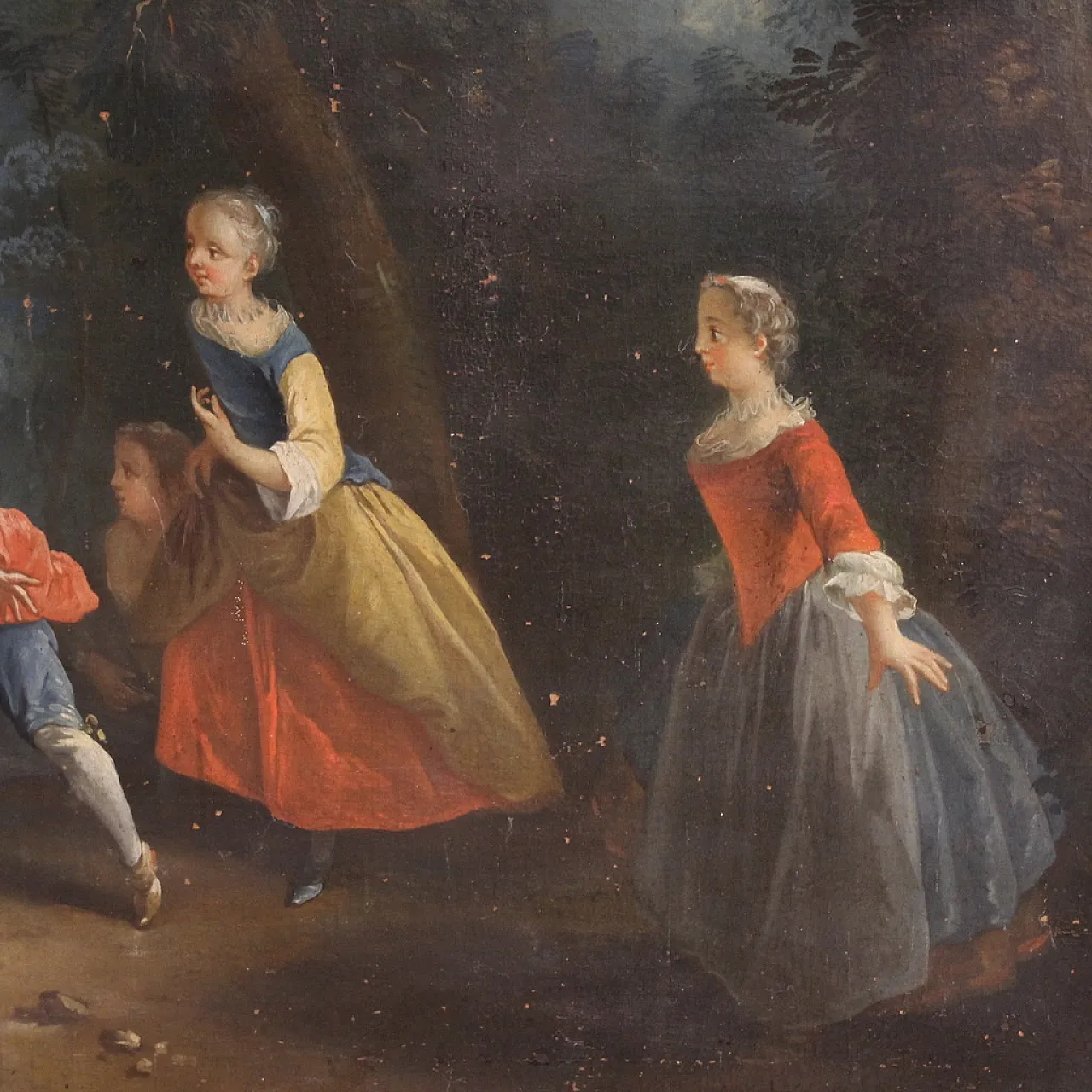 French painting of a children's game, 18th century 4