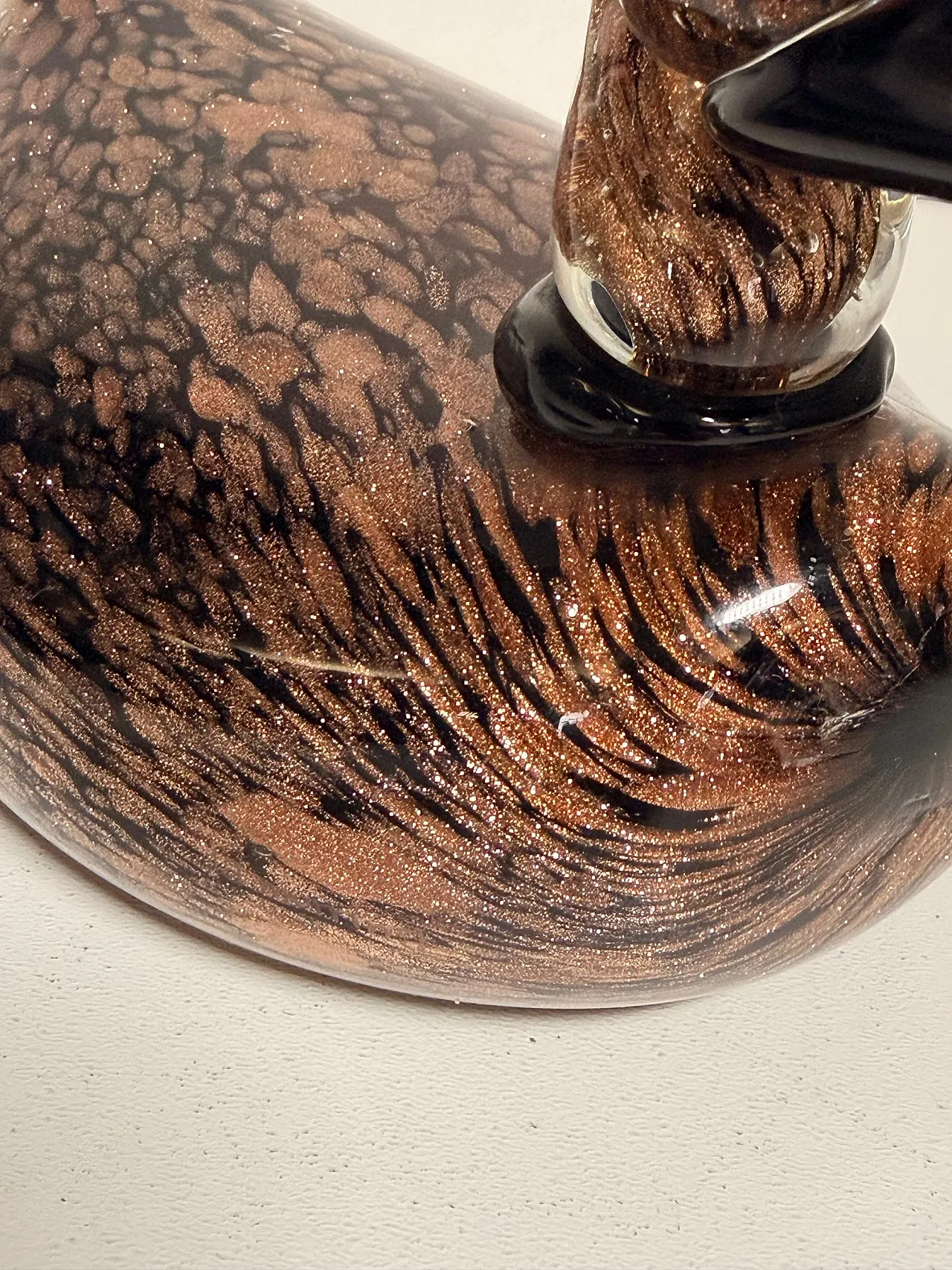 Seguso Black Murano Glass Duck Sculpture with Avventurine, 1970s 10