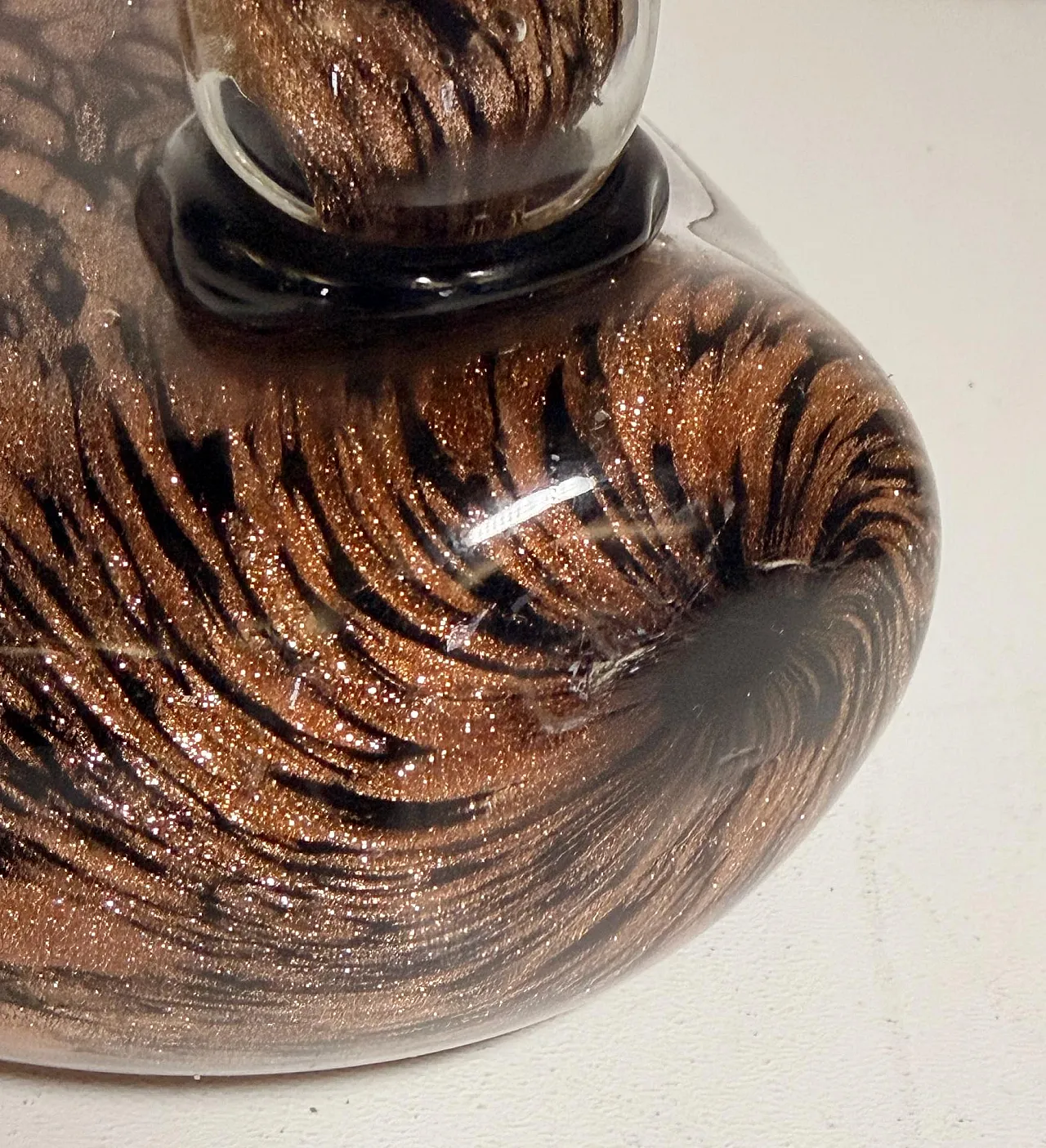 Seguso Black Murano Glass Duck Sculpture with Avventurine, 1970s 11