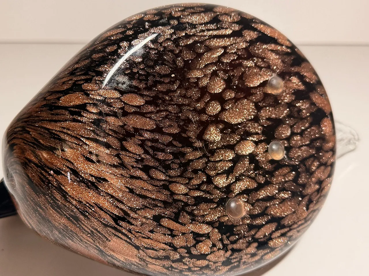 Seguso Black Murano Glass Duck Sculpture with Avventurine, 1970s 15