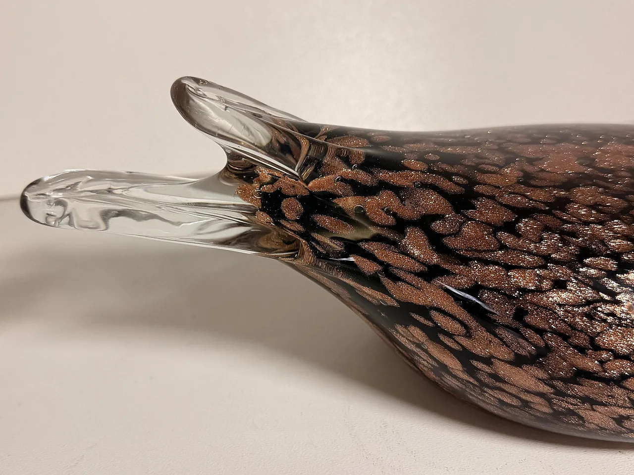 Seguso Black Murano Glass Duck Sculpture with Avventurine, 1970s 16