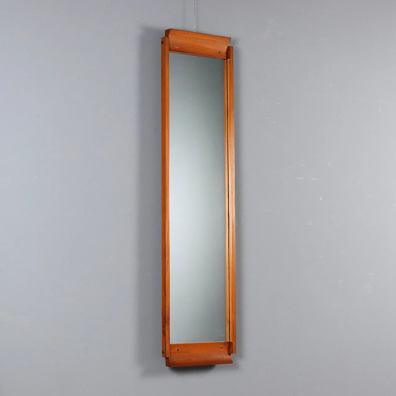 Specchio da parete in legno di teak e vetro specchiato, '900 1