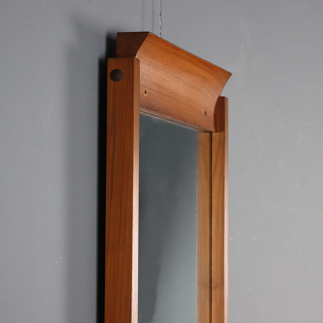 Specchio da parete in legno di teak e vetro specchiato, '900 3