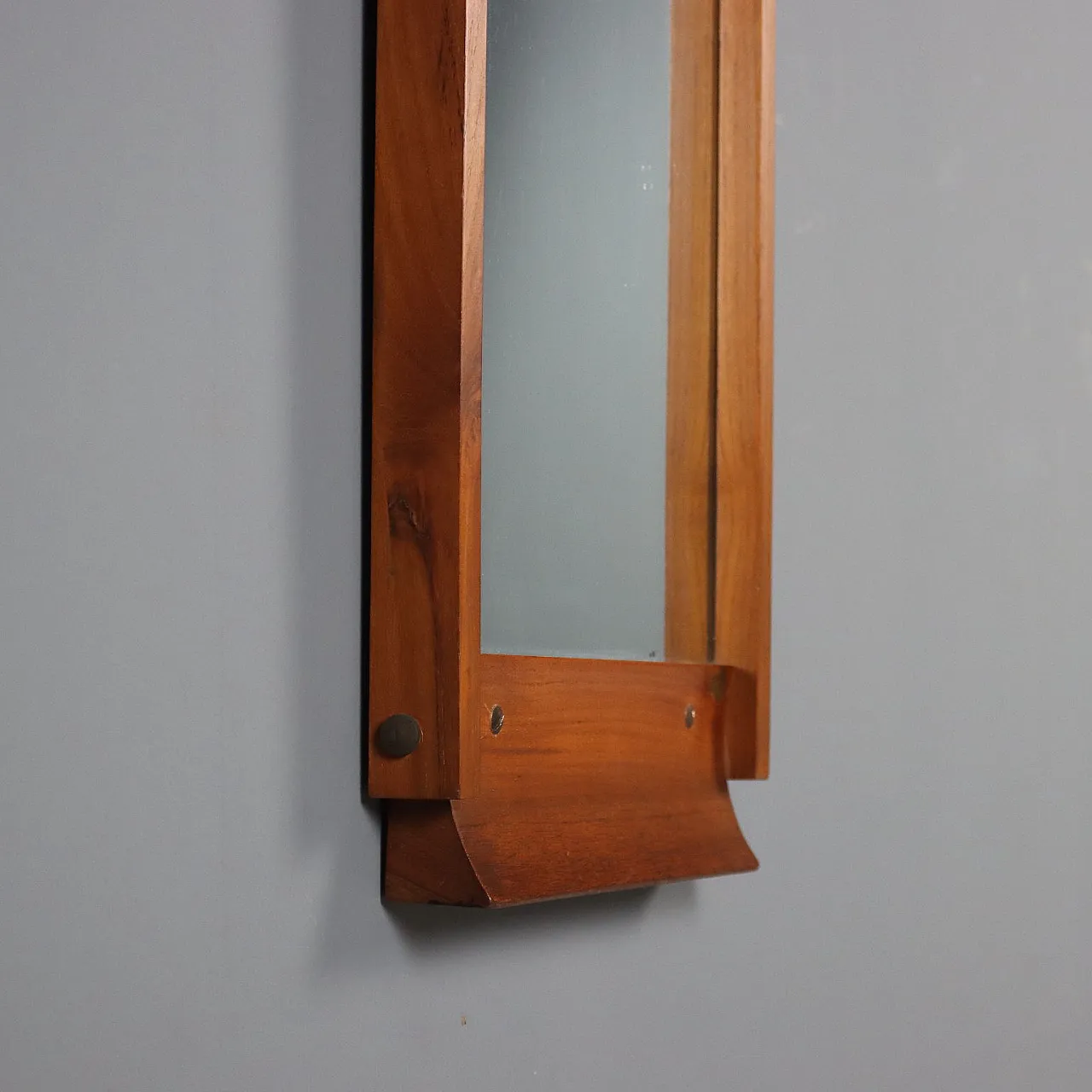 Specchio da parete in legno di teak e vetro specchiato, '900 4