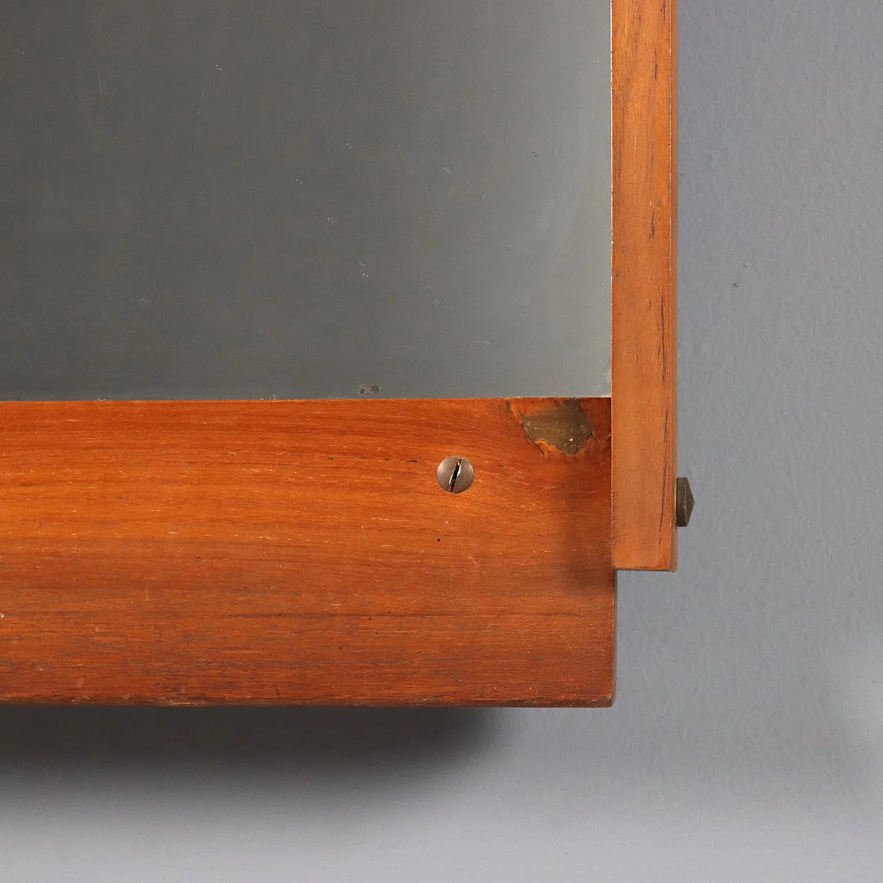 Specchio da parete in legno di teak e vetro specchiato, '900 6