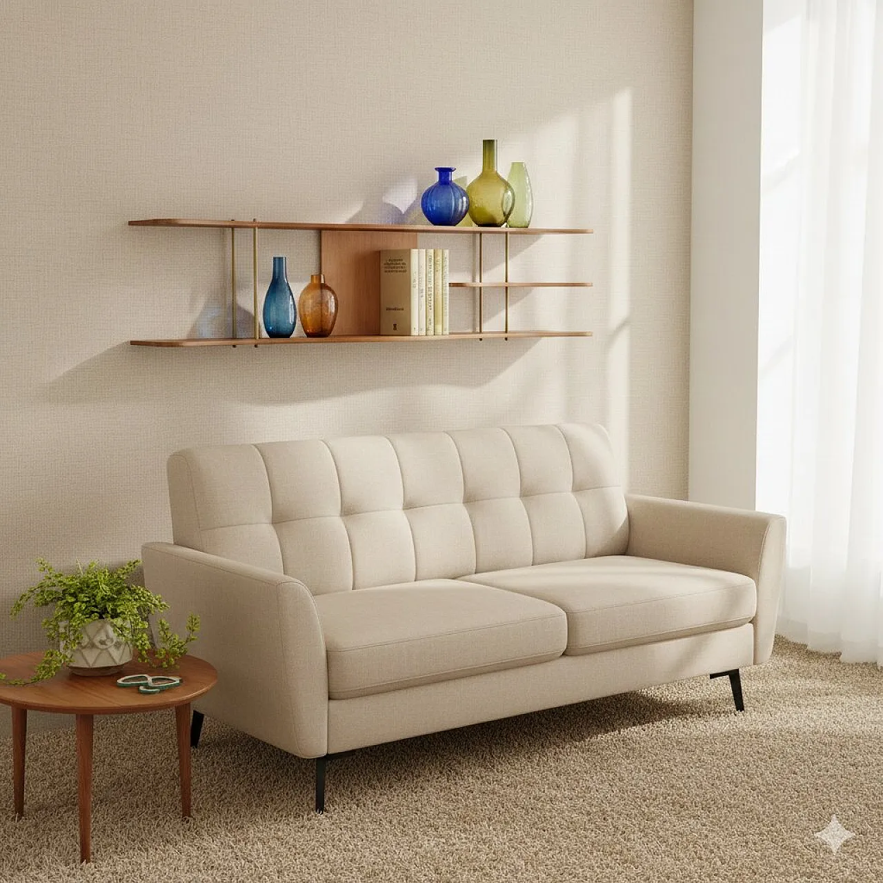 Agere with shaped shelves, in walnut and brass, 20th century 2