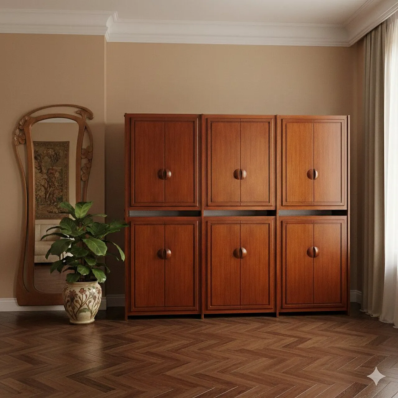 6-door wardrobe plus 6 wooden doors, 20th century 2