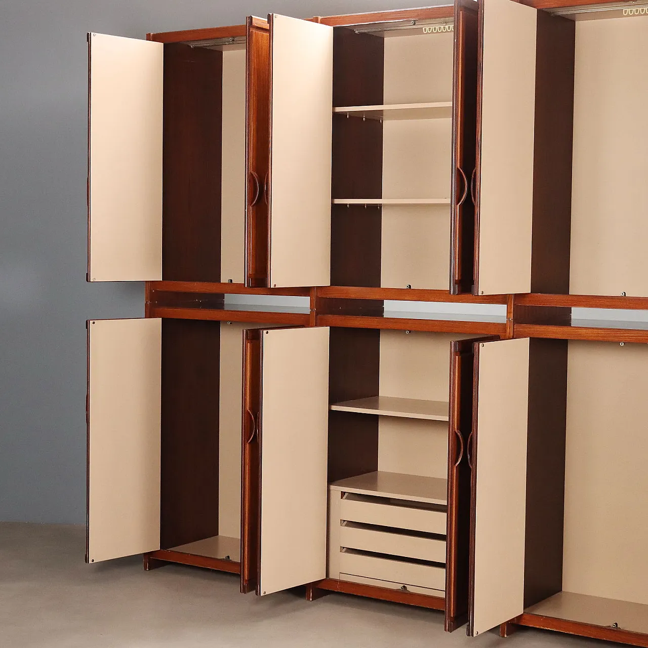 6-door wardrobe plus 6 wooden doors, 20th century 4