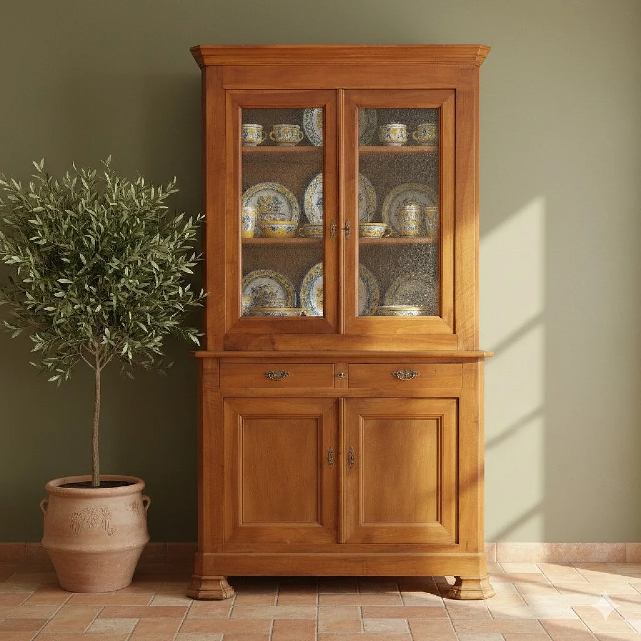 Walnut and carved glass sideboard, late 18th century 2