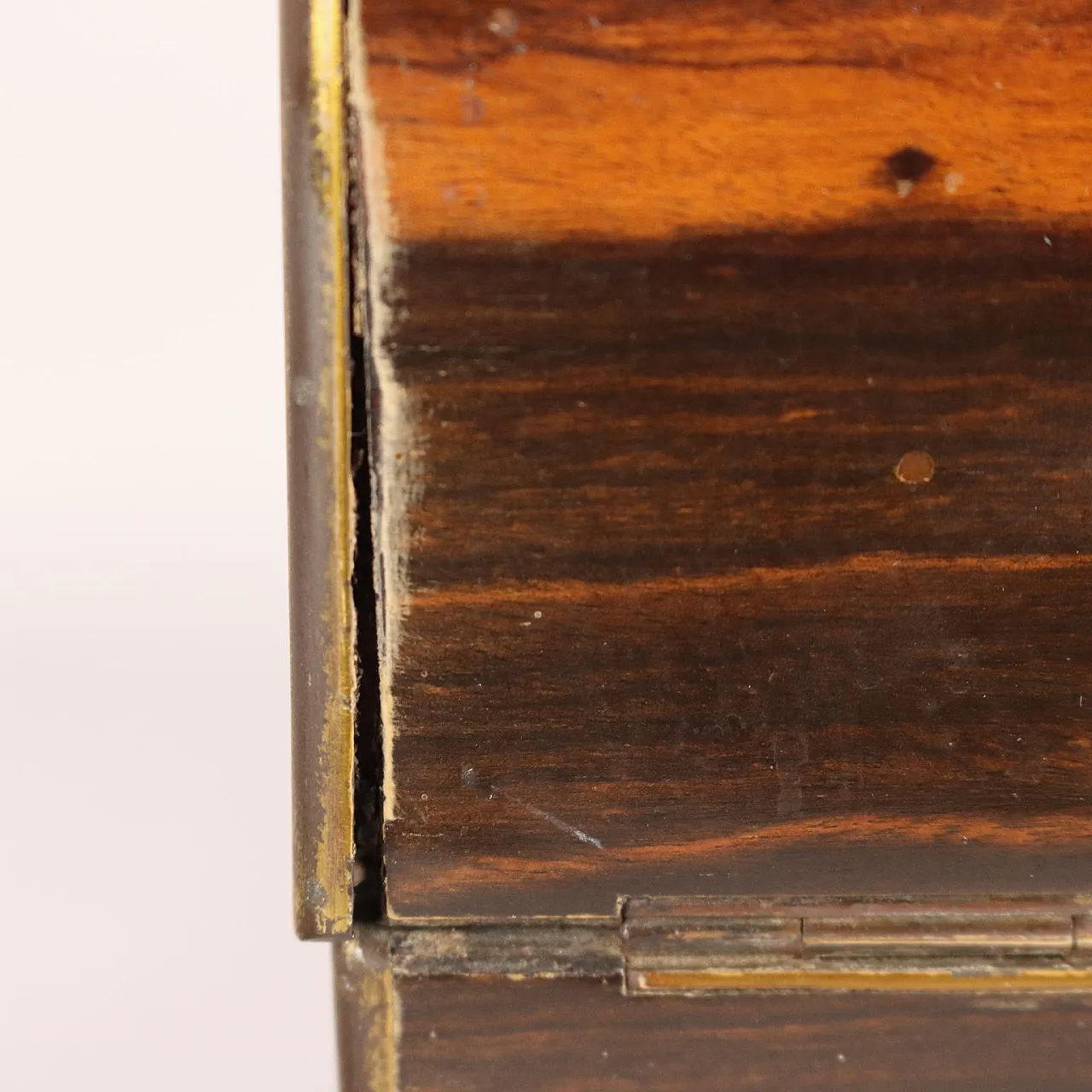 Indian walnut liquor box with brass handles and profiles, early 19th century 10