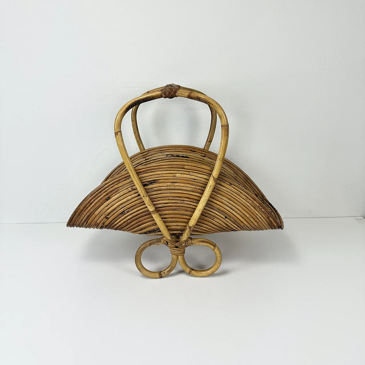 Rush wicker magazine rack from Vivai del Sud, Italy, 1970s 5