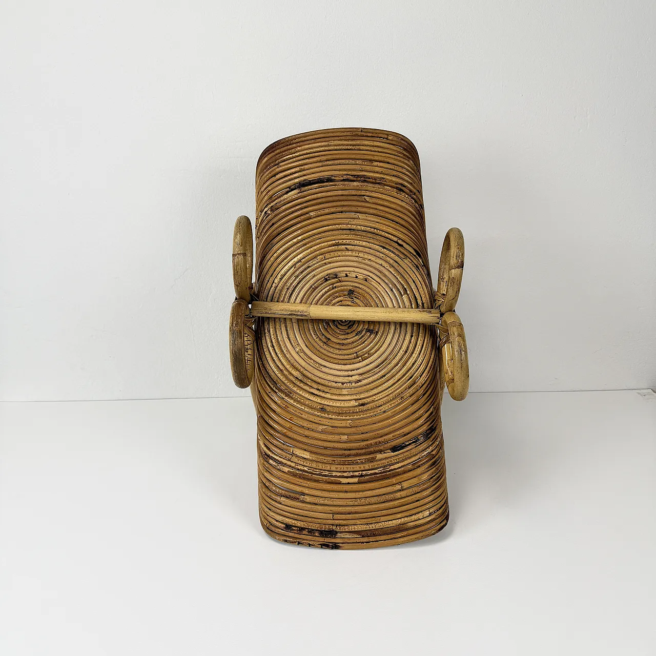 Rush wicker magazine rack from Vivai del Sud, Italy, 1970s 12