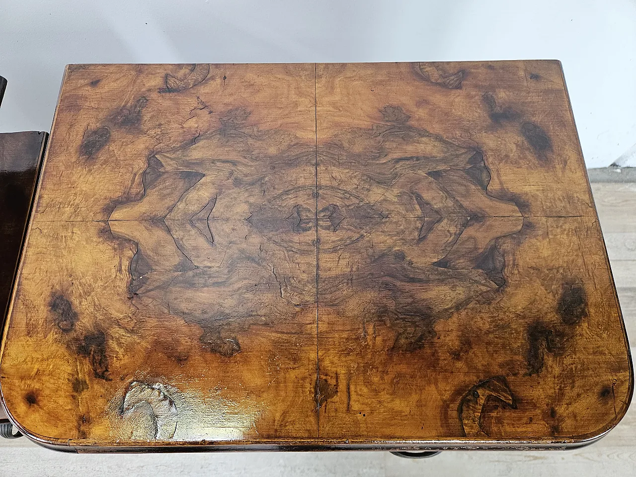 Art Deco bedside tables in briar and iron, 1950s 7