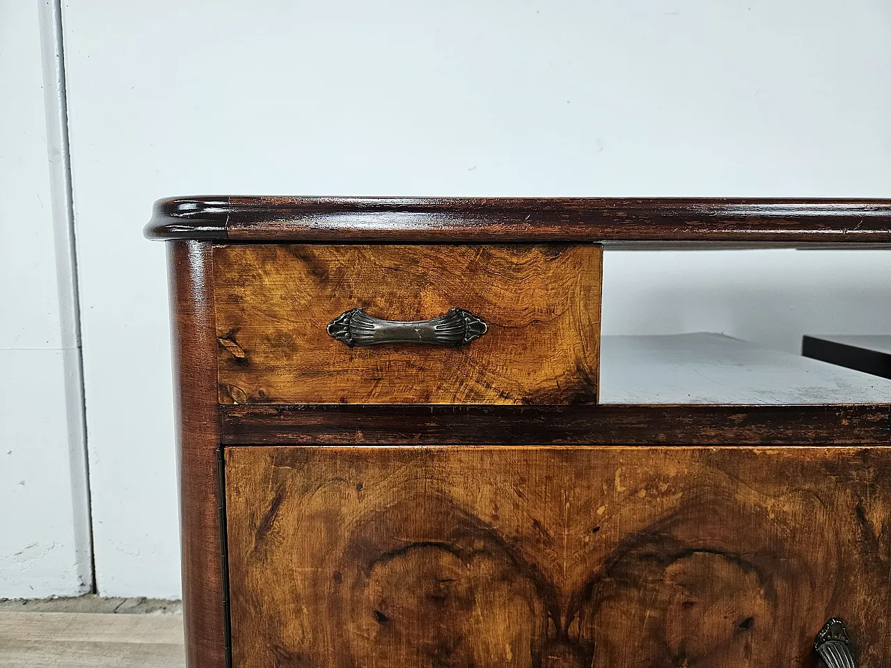Art Deco bedside tables in briar and iron, 1950s 9