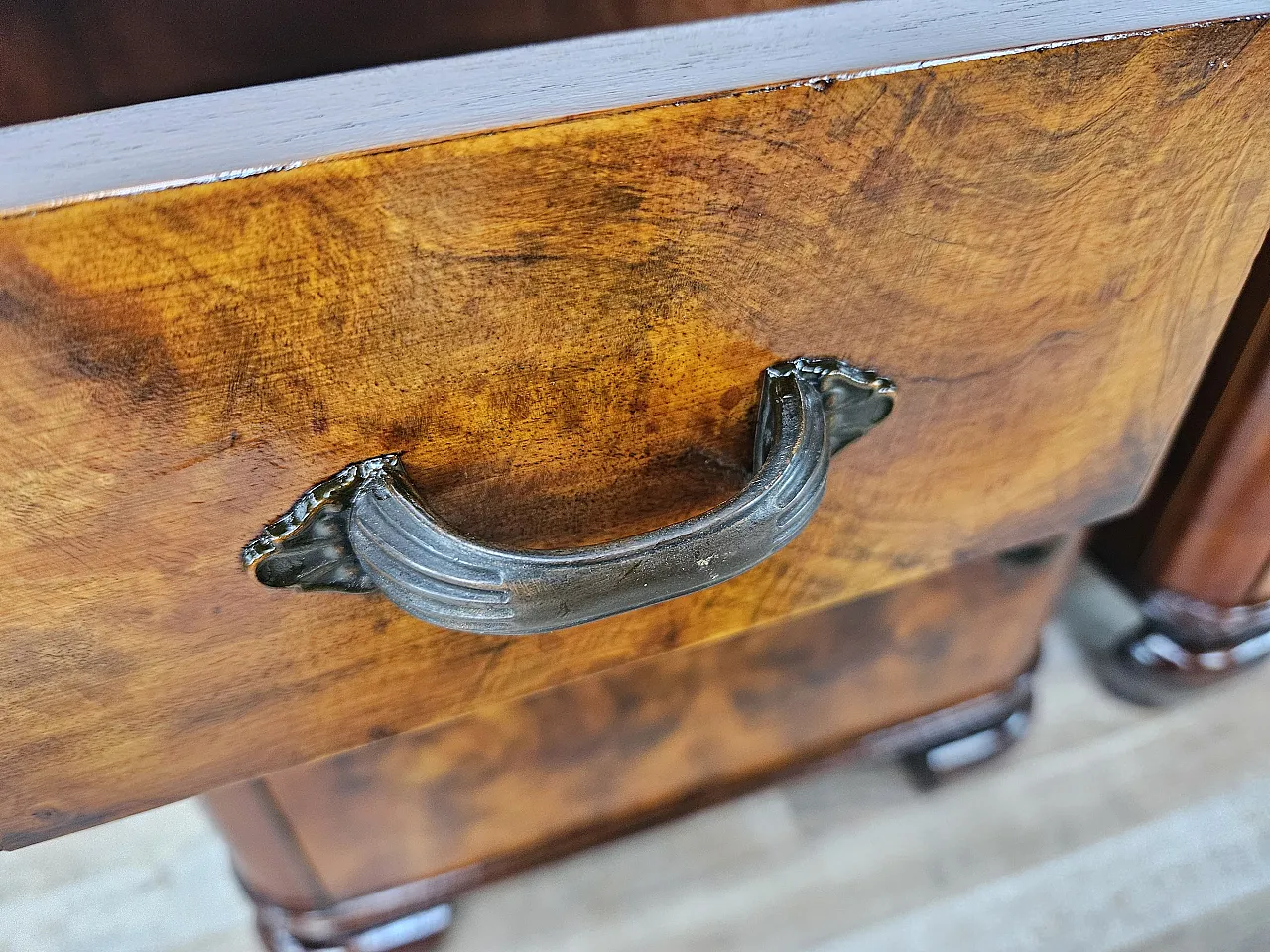 Art Deco bedside tables in briar and iron, 1950s 10