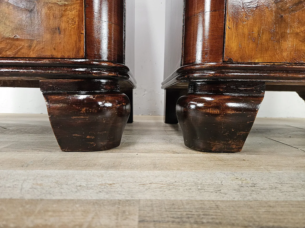 Art Deco bedside tables in briar and iron, 1950s 19