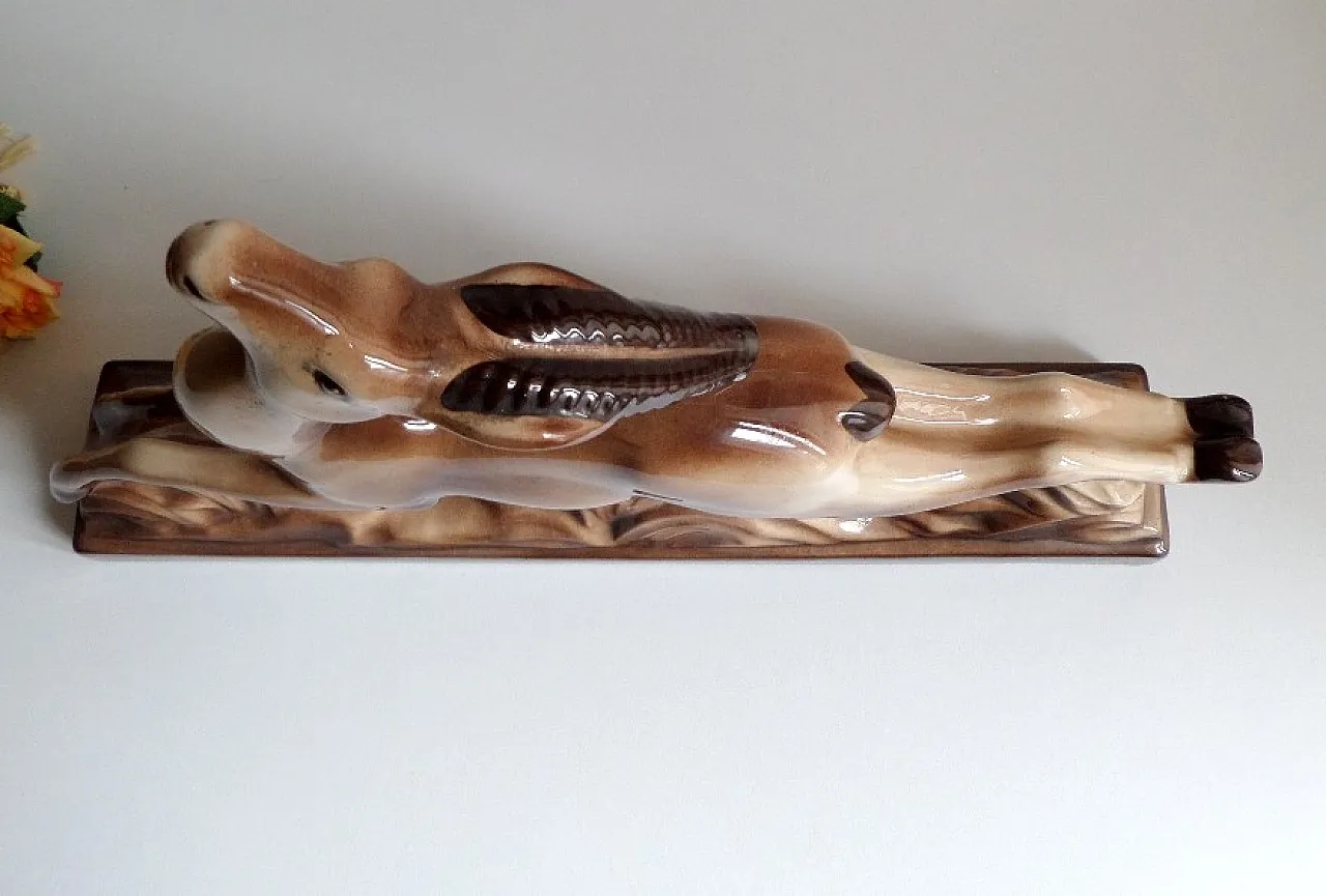 Art Deco Ceramic Antelope Gazelle Sculpture, 40s 3