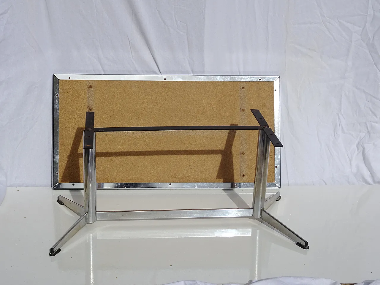 Vallauris coffee table ceramic tiles chrome base signed La Grange, 70s 6