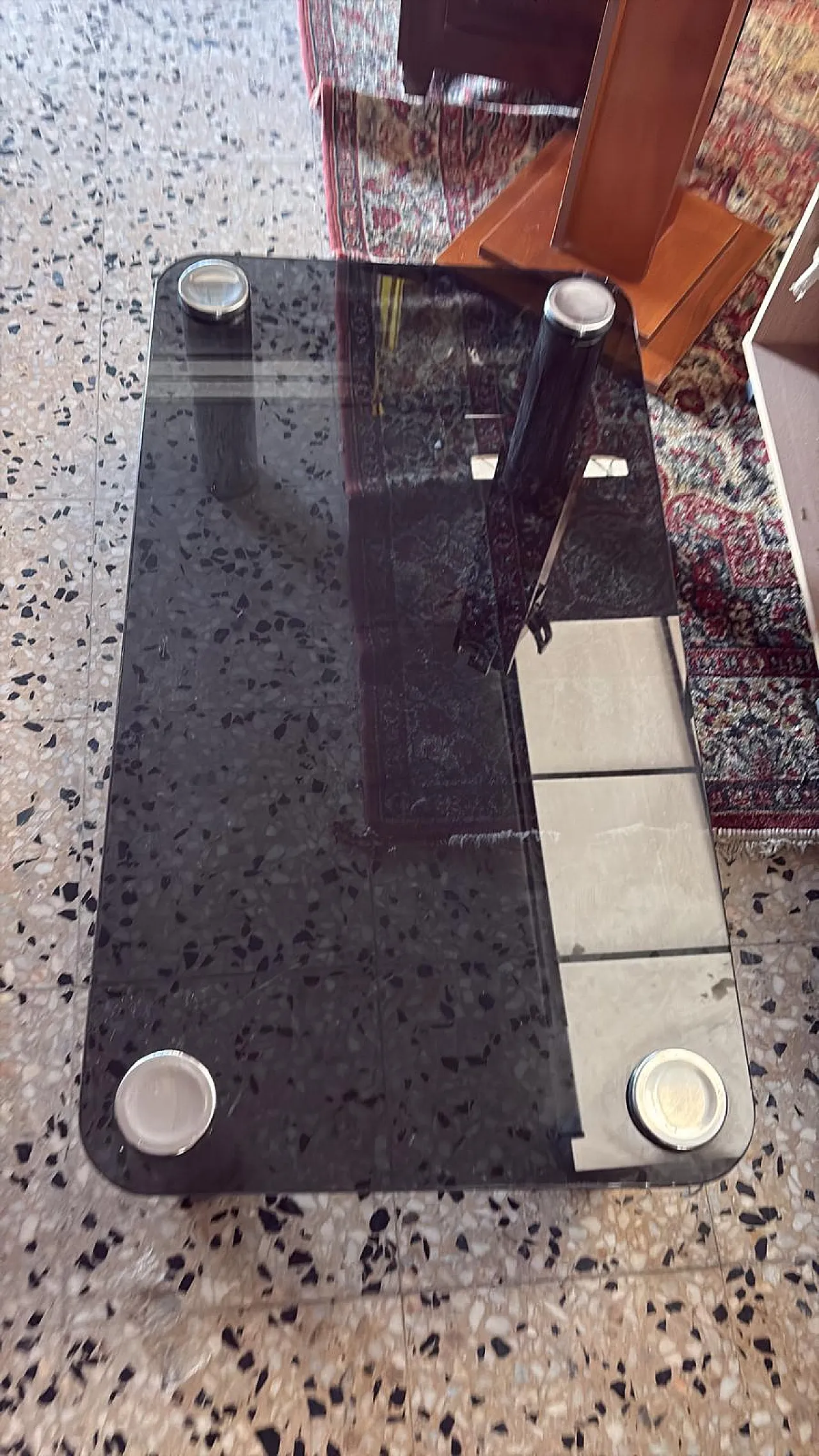 Tavolino da salotto in vetro e acciaio cromato, anni '70 3