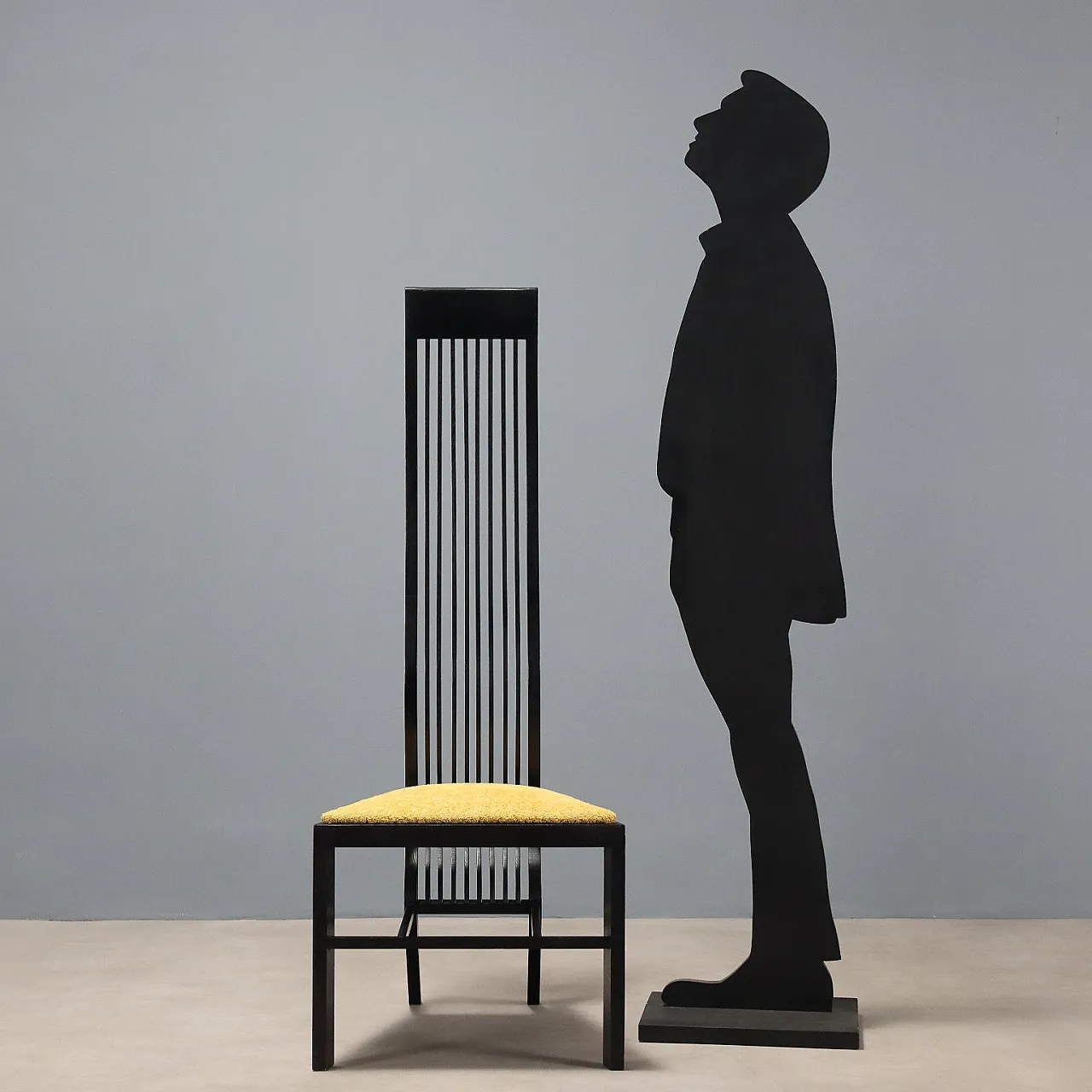 Sedia in legno laccato con sedile rivestito in tessuto, '900 3