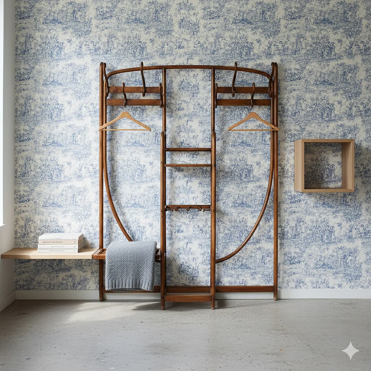 Thonet wall coat rack in walnut-stained bent beech, 20th century 2