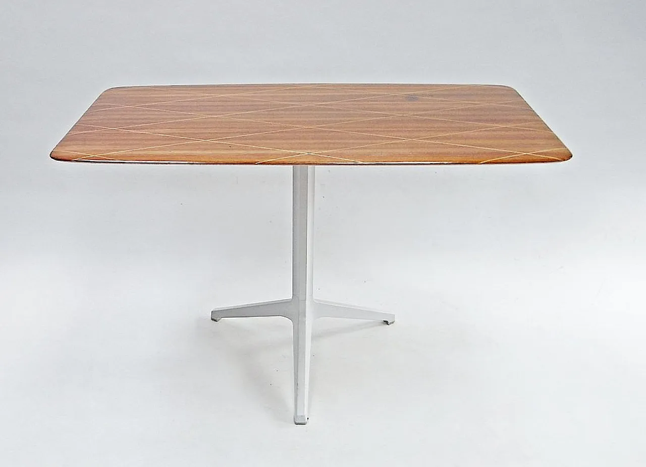 Scrivania mogano, acero e base treppiede in alluminio, anni 2000 2