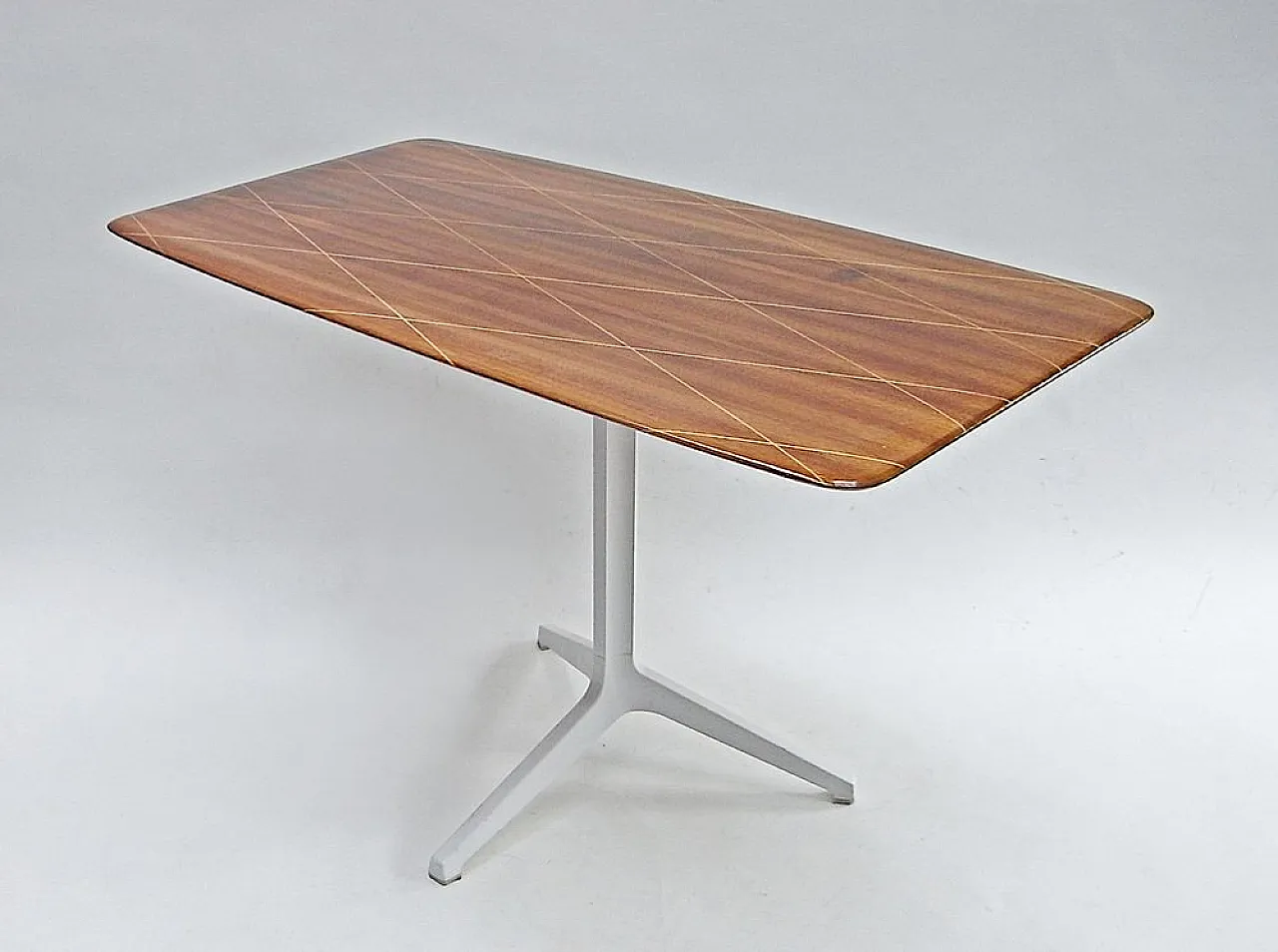 Scrivania mogano, acero e base treppiede in alluminio, anni 2000 3