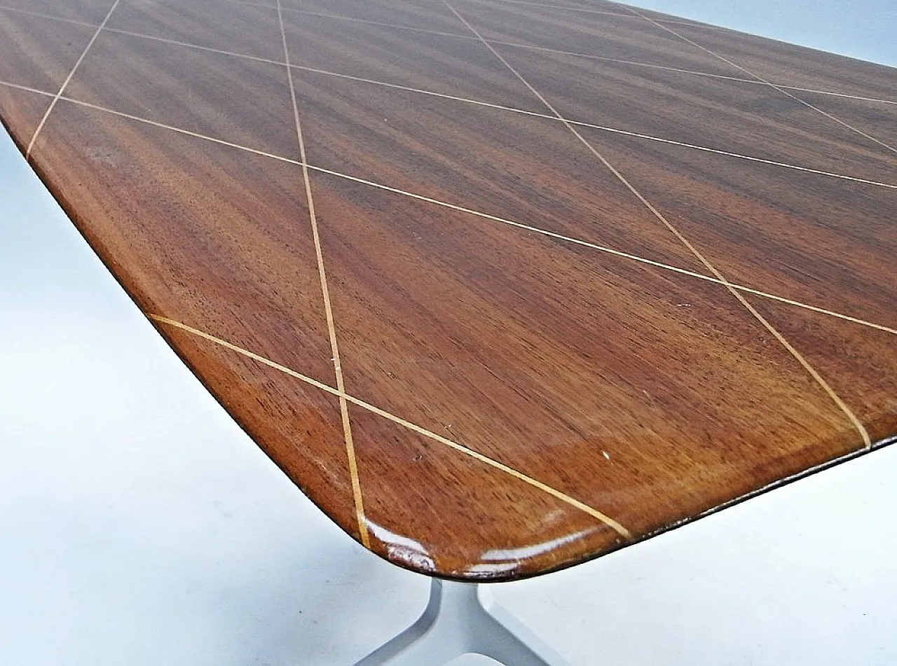 Scrivania mogano, acero e base treppiede in alluminio, anni 2000 8