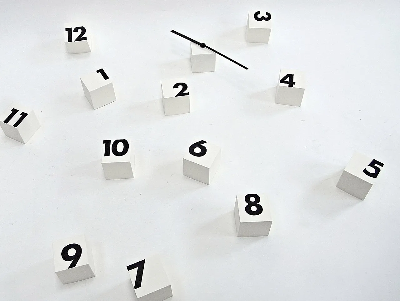 Fragmented wall clock with plastic cubes, 2000s 3