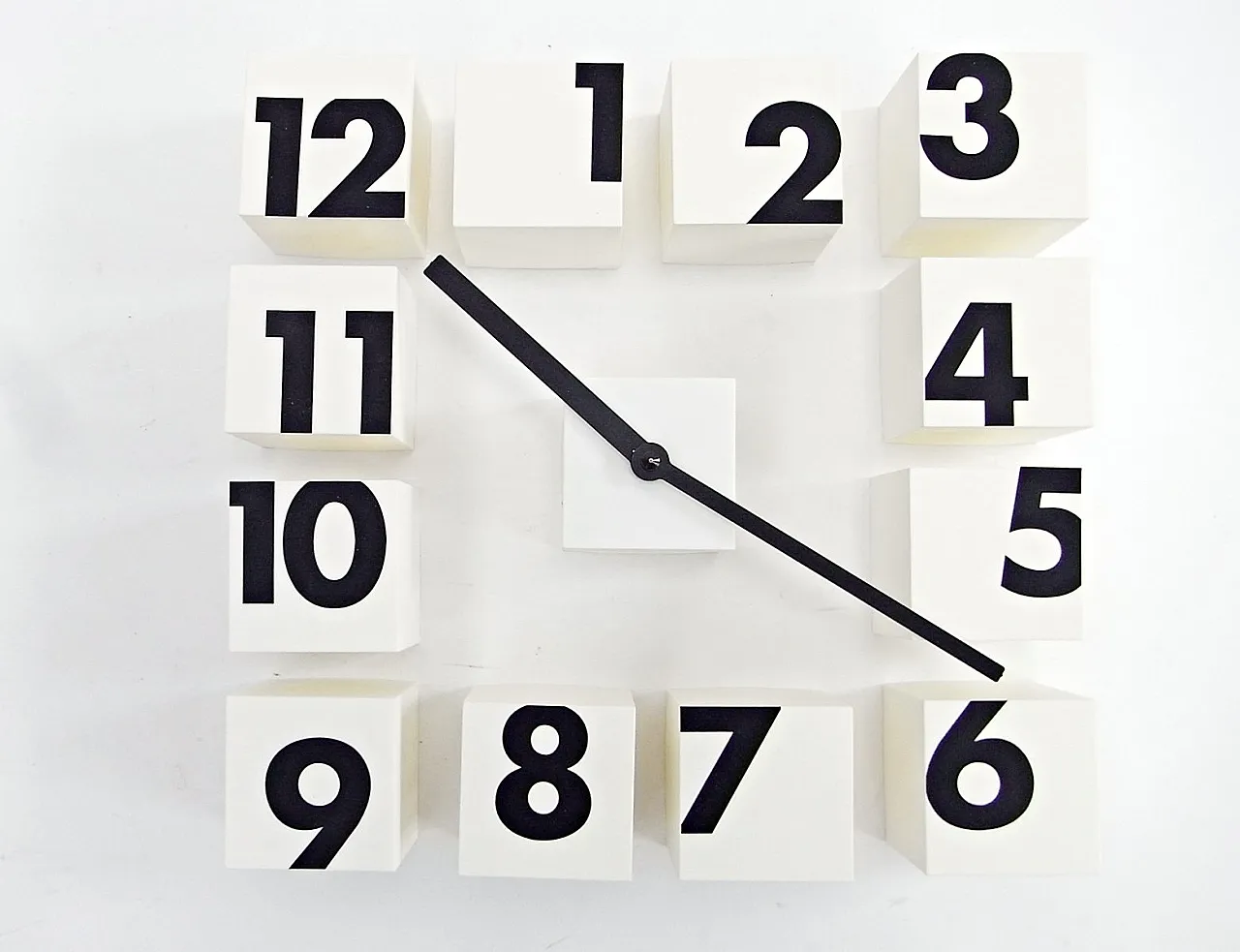 Fragmented wall clock with plastic cubes, 2000s 4