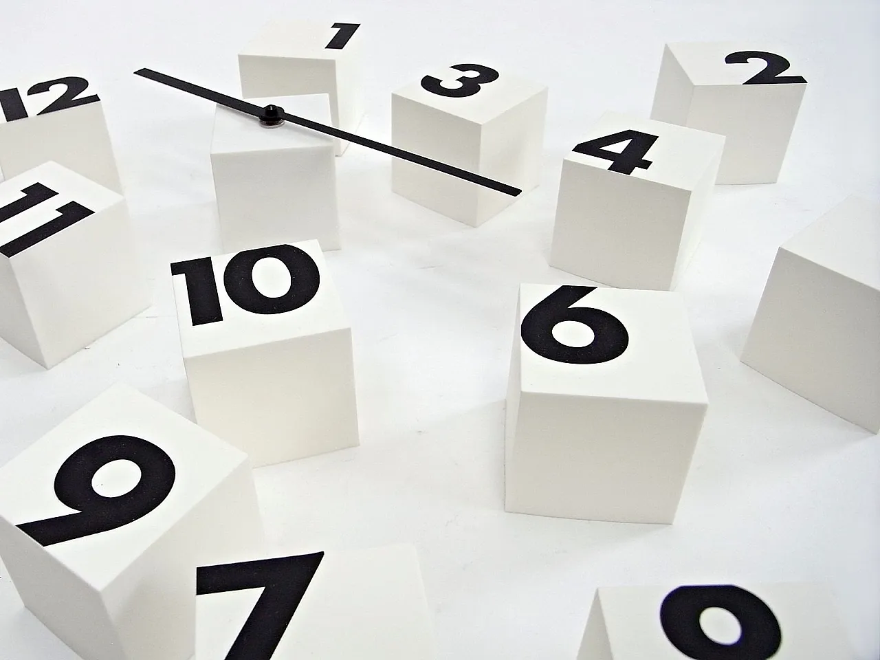 Fragmented wall clock with plastic cubes, 2000s 5