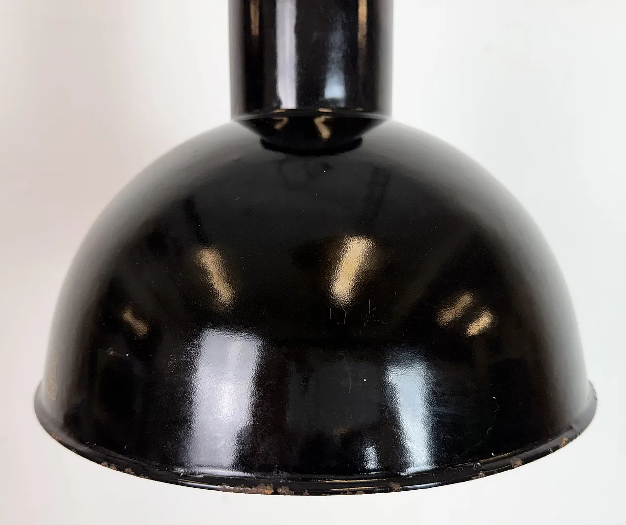 Black Enamel Industrial Pendant Lamp from AEG, 1930s 5
