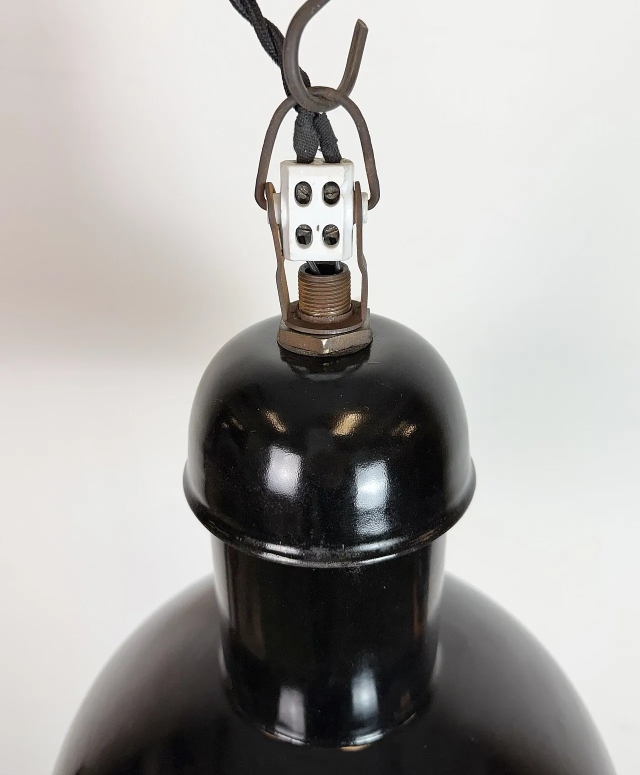 Black Enamel Industrial Pendant Lamp from AEG, 1930s 7