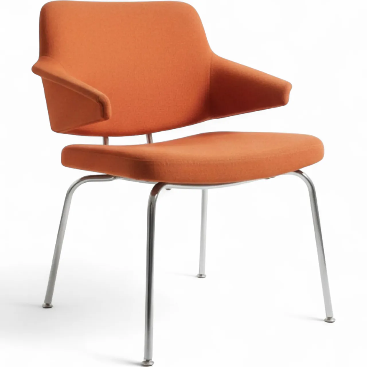 Poltrona Mid-Century imbottita con base cromata, anni '70 6